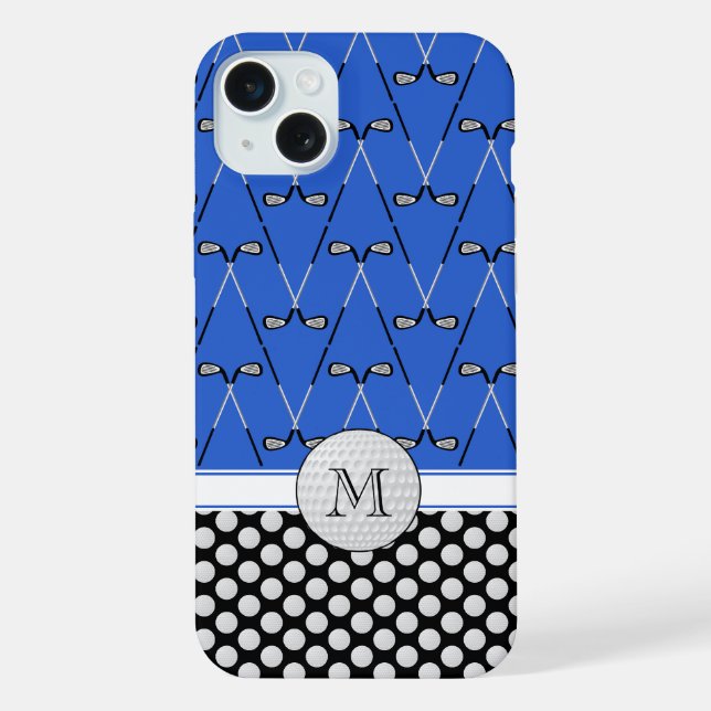 Monogram golf patterns blue black iphone case (Back)