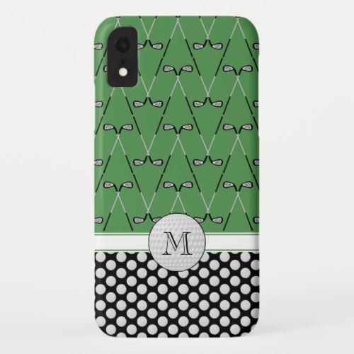 Monogram golf patterns green black iPhone XR case