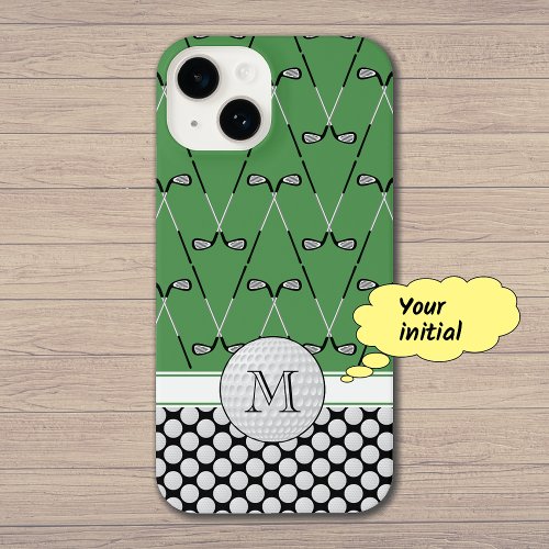 Monogram golf patterns green iPhone 14 case