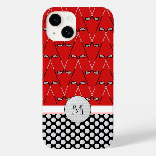 Monogram golf patterns red black Case_Mate iPhone 14 case