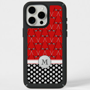 Monogram golf patterns red black iPhone 15 pro max case