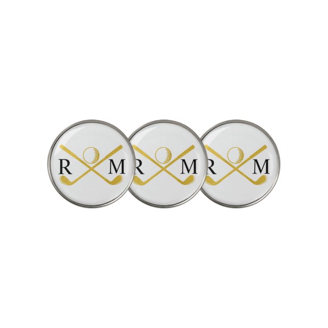 Monogram Golf Player Club Gold Logo Ball Marker (3 Up)