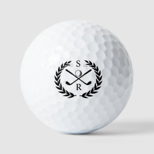 Monogram Golf Player Laurel Wreath Clubs Ball