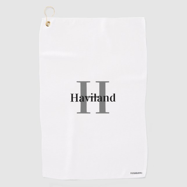 Monogram Golf Towel with Name and Initial (Front)