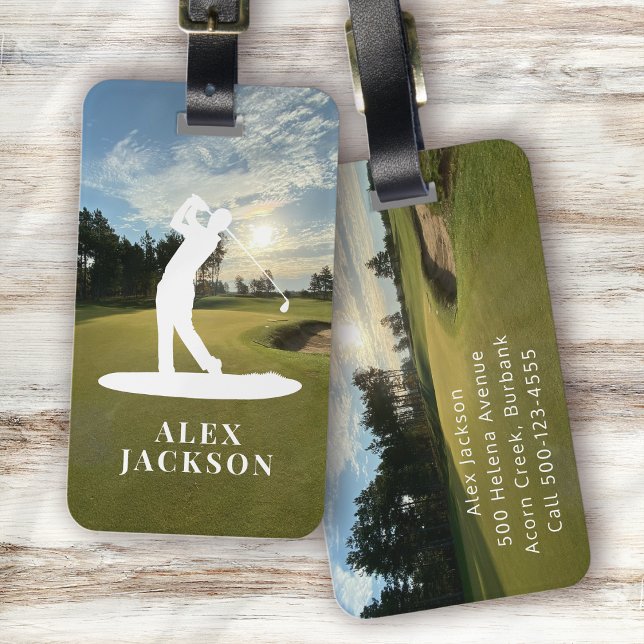 Monogram Golfer Add Your Logo Luggage Tag (Creator Uploaded)