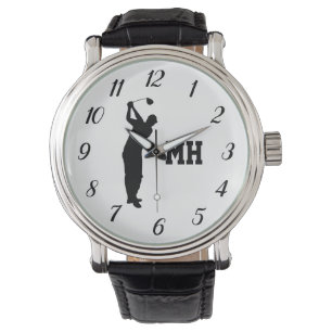 Monogram Golfer Black Golf Elegant Modern Watch
