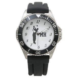 Monogram Golfer Black Golf Elegant Modern Watch
