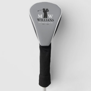 Monogram (Golfer Name & Initials) cool gray Golf Head Cover