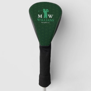 Monogram (Golfer Name & Initials) cool green Golf Head Cover