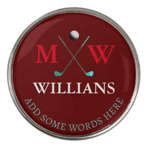 MONOGRAM (golfer name & initials) dark red Divot Tool