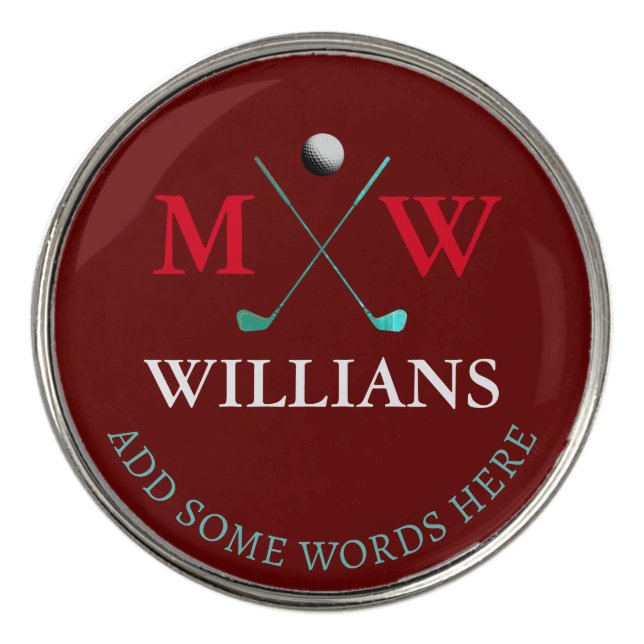 MONOGRAM (golfer name & initials) dark red Divot Tool (Detail)