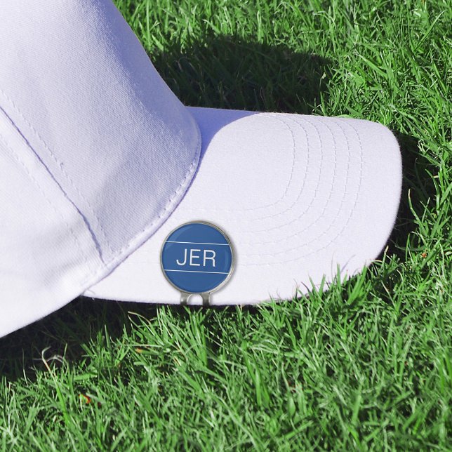 Monogram Golfer Sports Golf Equipment Modern Blue Golf Hat Clip (Creator Uploaded)