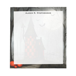 Monogram Gothic Checkerboard Halloween Tower Notepad