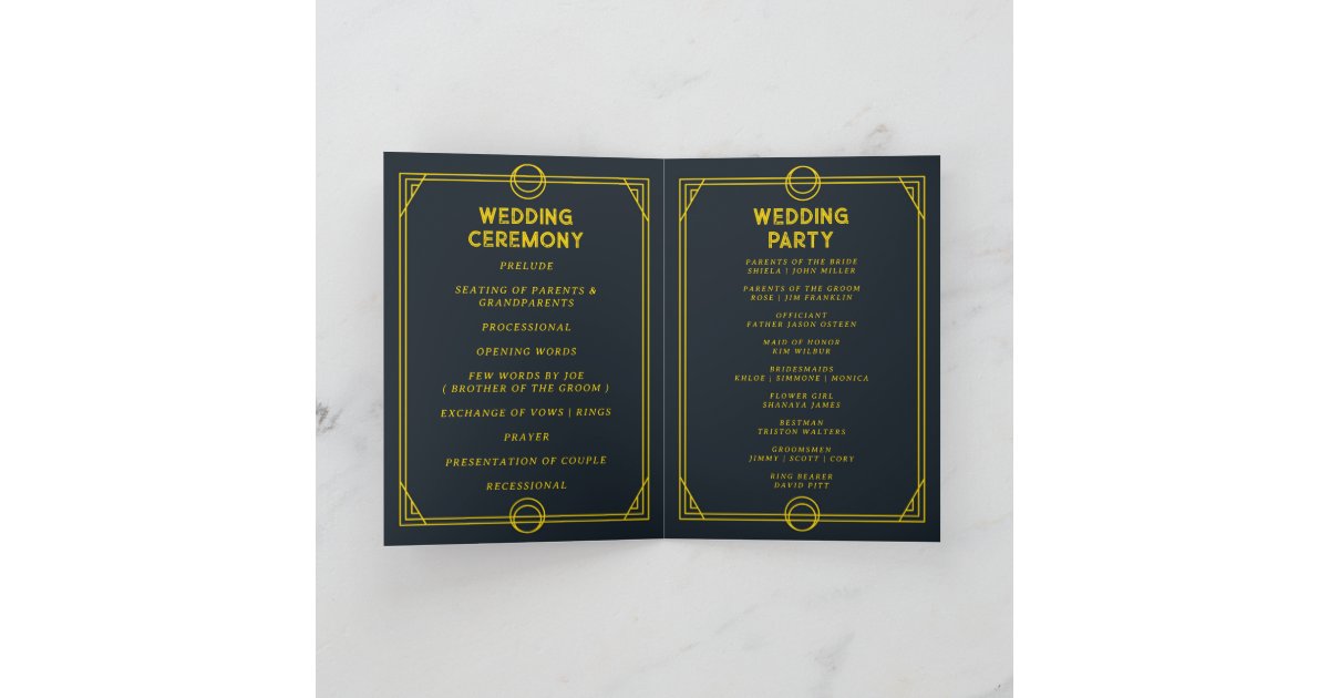 monogram gothic foldable wedding program card | Zazzle
