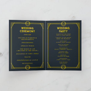 monogram gothic foldable wedding program card