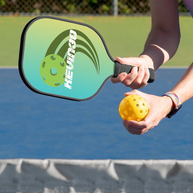 Monogram gradient colors green red professional pickleball paddle (Insitu)