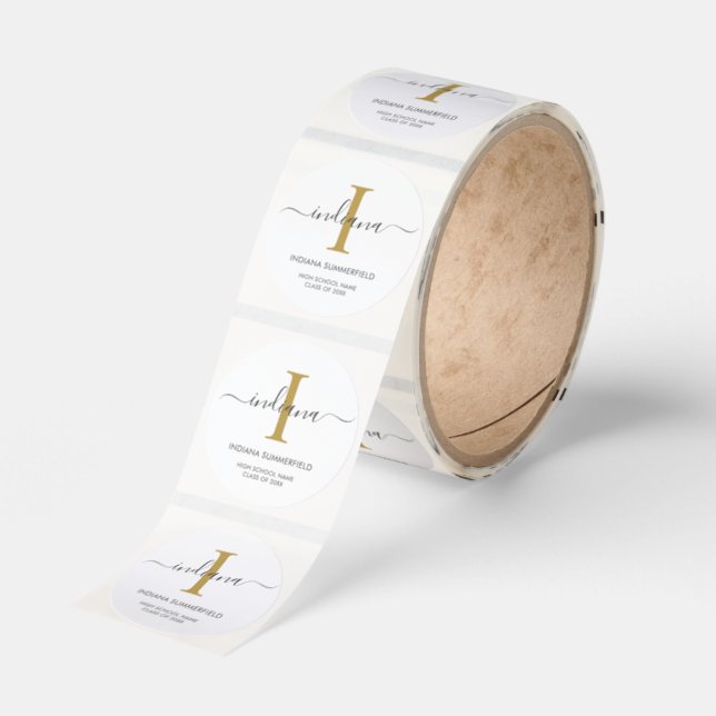 Monogram Graduation 2026 Script Modern Grad Classic Round Sticker (Roll)