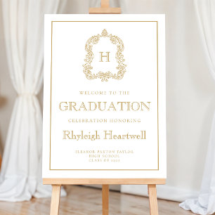 Monogram Graduation Party Welcome Gold White Foam Board