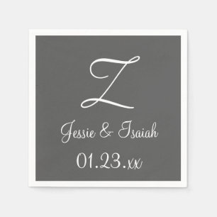 Monogram Granite Grey Simple Colorful Paper Napkin