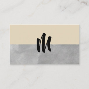 Monogram Gray and Beige Business Card