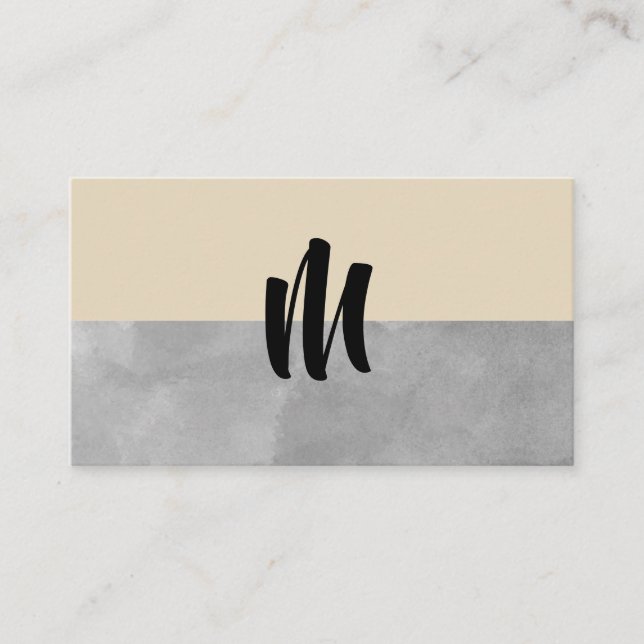 Monogram Gray and Beige Business Card (Front)