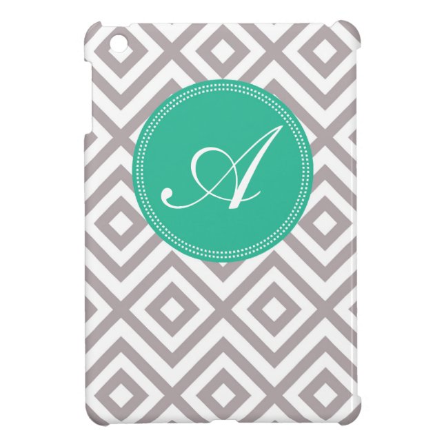 Monogram Gray and Blue Chevron Pattern Case For The iPad Mini (Back)