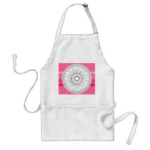 Monogram Gray and Pink Modern Medallion Pattern Adult Apron