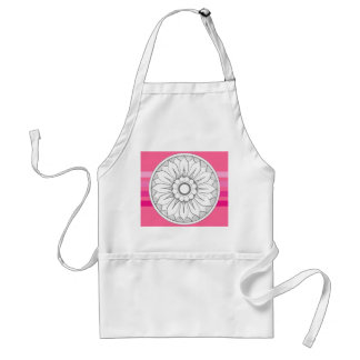 Monogram Gray and Pink Modern Medallion Pattern Adult Apron