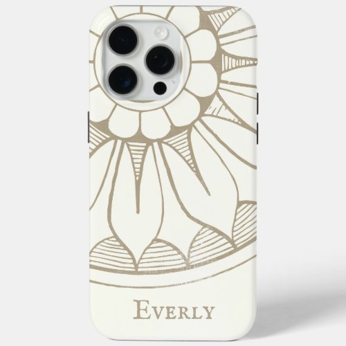 Monogram Gray and Pink Modern Medallion Pattern iPhone 15 Pro Max Case