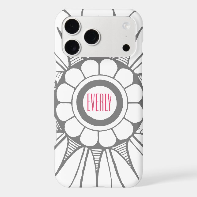 Monogram Gray and Pink Modern Medallion Pattern Case-Mate iPhone Case (Back)