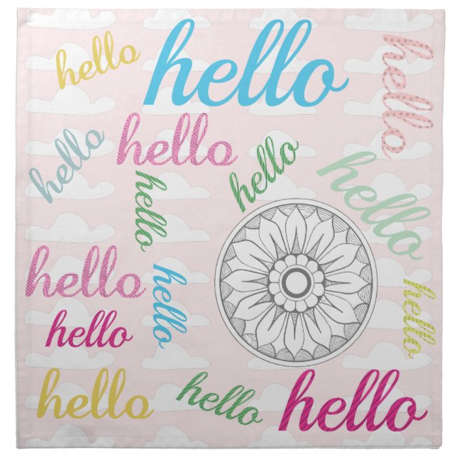 Monogram Gray and Pink Modern Medallion Pattern Cloth Napkin (Front)