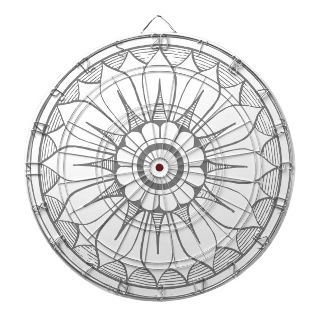 Monogram Gray and Pink Modern Medallion Pattern Dartboard (Front)