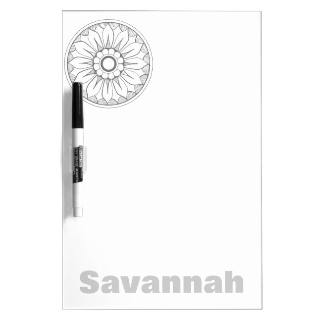 Monogram Gray and Pink Modern Medallion Pattern Dry-Erase Board (Front)