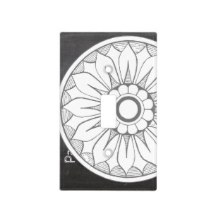 Monogram Gray and Pink Modern Medallion Pattern Light Switch Cover