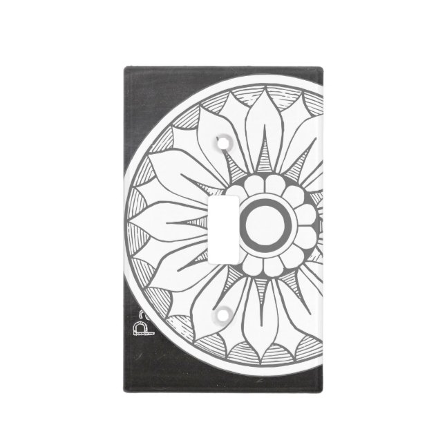 Monogram Gray and Pink Modern Medallion Pattern Light Switch Cover (Front)