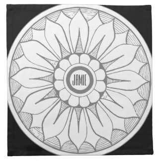 Monogram Gray and Pink Modern Medallion Pattern Napkin