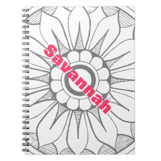Monogram Gray and Pink Modern Medallion Pattern Notebook
