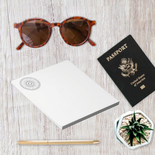 Monogram Gray and Pink Modern Medallion Pattern Notepad (Creator Uploaded)