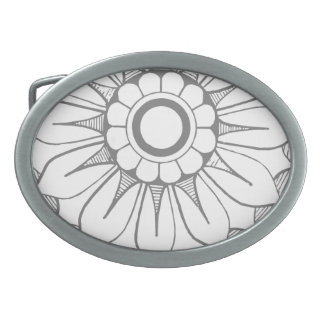 Monogram Gray and Pink Modern Medallion Pattern Oval Belt Buckle