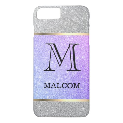 Monogram Gray and Purple Glamour iPhone 8 Plus7 Plus Case