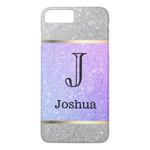 Monogram Gray and Purple Glamour iPhone 8 Plus7 Plus Case