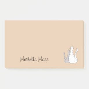 Monogram Gray and White Tabby Kitty Cats Post-it Notes