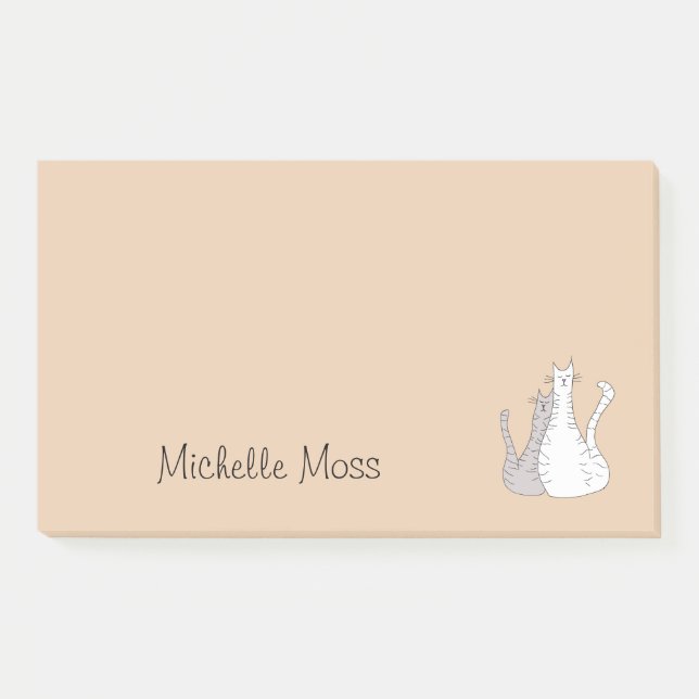 Monogram Gray and White Tabby Kitty Cats Post-it Notes (Front)