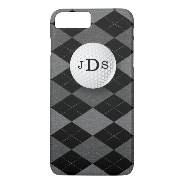 Monogram Gray Argyle, Golf Ball iPhone 7 Case (Back)