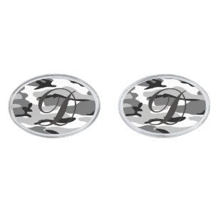 Monogram Gray & Black Camouflage Cufflinks