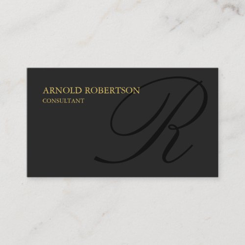 Monogram Gray Black Gold Consultant Business Card