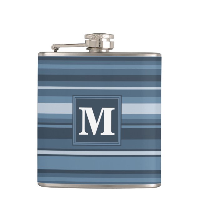 Monogram gray-blue stripes flask (Front)