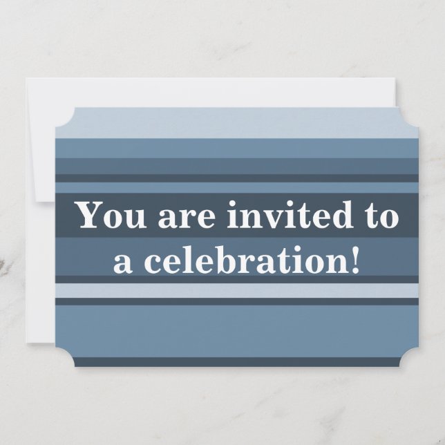 Monogram gray-blue stripes invitation (Front)