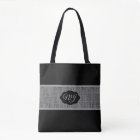 Monogram Gray Burlap on Black
