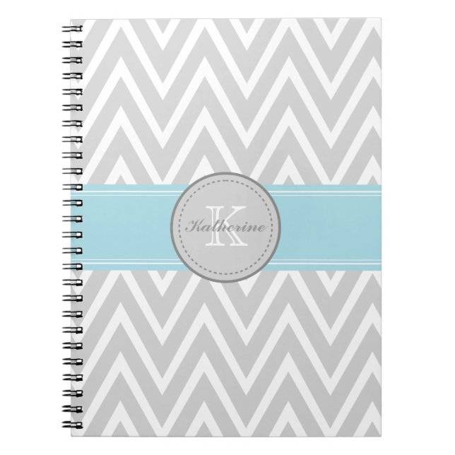 Monogram Gray Chevron Spiral Notebook (Front)